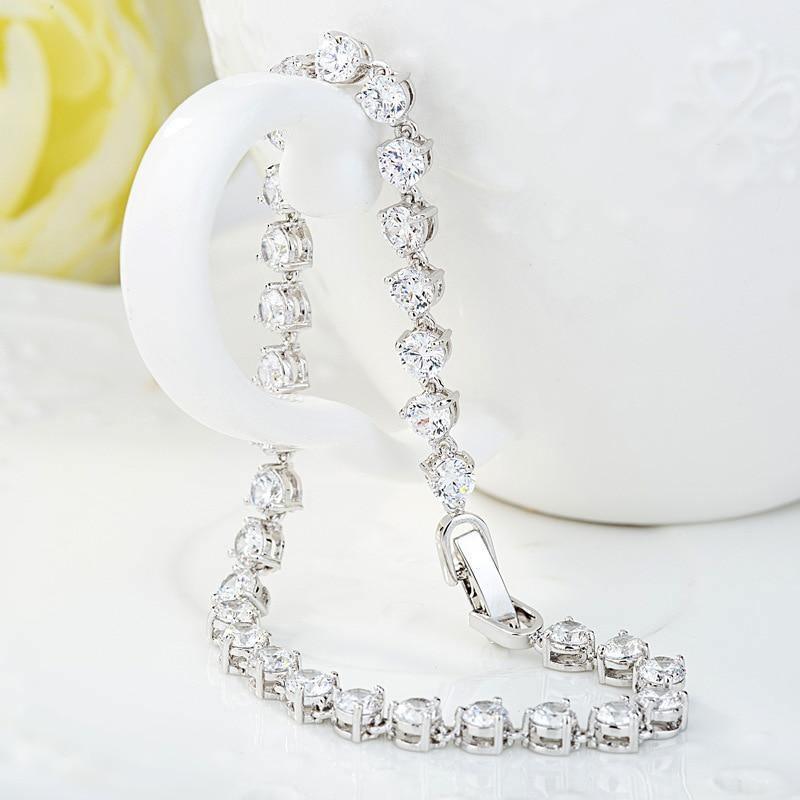 Fashion Silver AAA+ Cubic Zirconia Diamonds Circle Round Tennis Bracelet Bangle - The Jewellery Supermarket