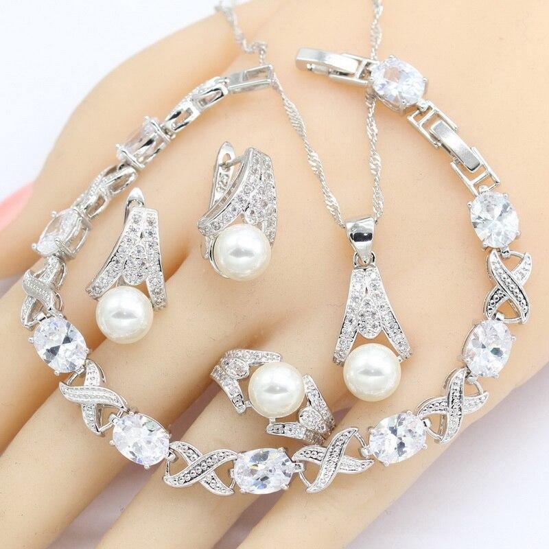 For your Special Occasions - White Freshwater Pearl Silver Color Jewelry Set - The Jewellery Supermarket