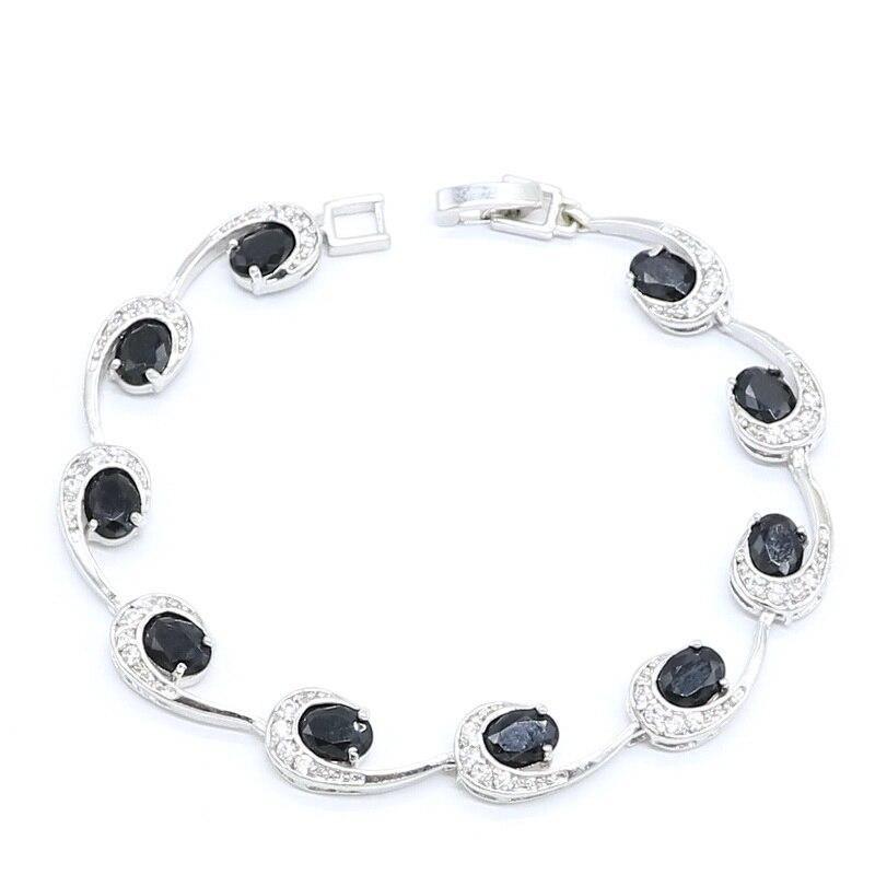 Geometric Black Pearl AAA+ Zircon Silver Color Jewelry Set - The Jewellery Supermarket