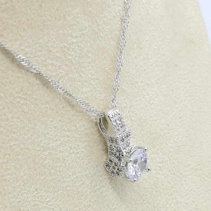 Geometric White Zircon Silver Color Jewelry Set for Women - The Jewellery Supermarket