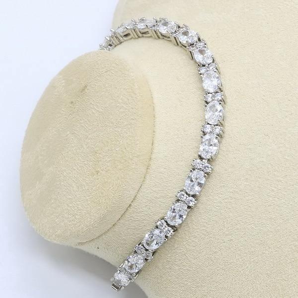 Geometric White Zircon Silver Color Jewelry Set for Women - The Jewellery Supermarket