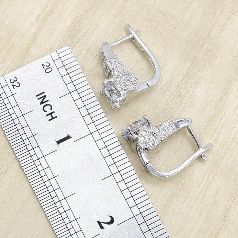 Geometric White Zircon Silver Color Jewelry Set for Women - The Jewellery Supermarket