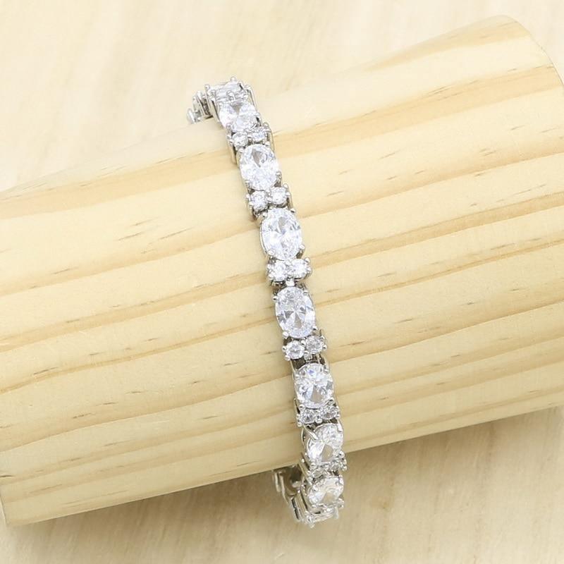 Geometric White Zircon Silver Color Jewelry Set for Women - The Jewellery Supermarket