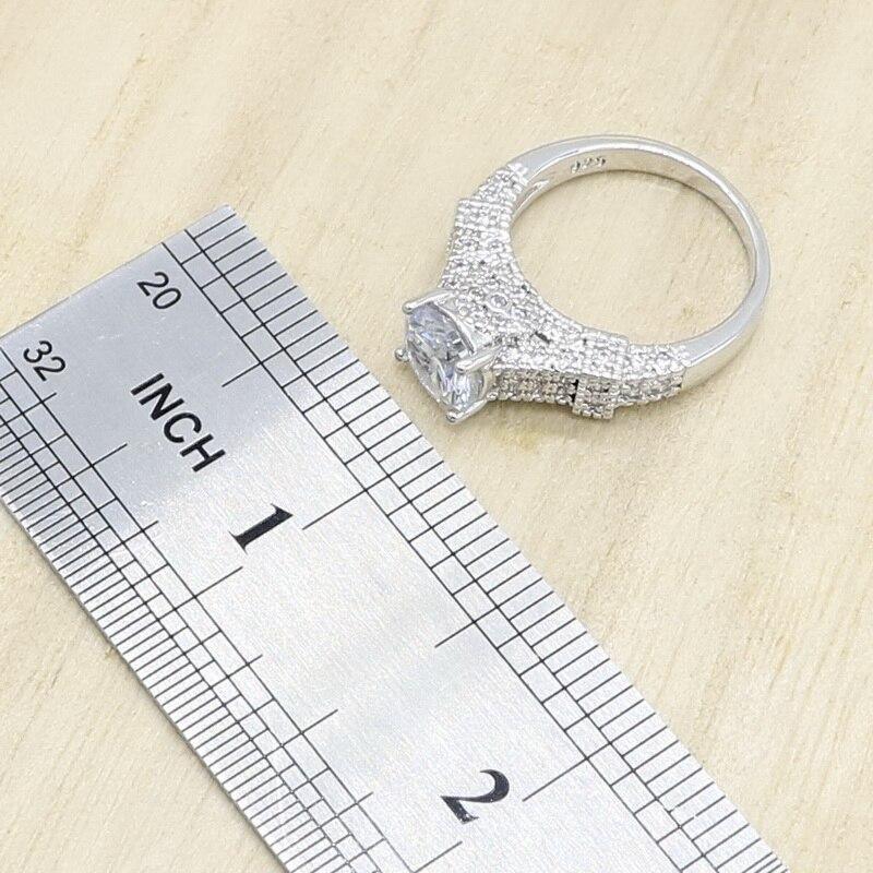 Geometric White Zircon Silver Color Jewelry Set for Women - The Jewellery Supermarket