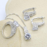 Geometric White Zircon Silver Color Jewelry Set for Women - The Jewellery Supermarket