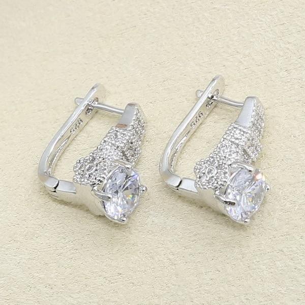 Geometric White Zircon Silver Color Jewelry Set for Women - The Jewellery Supermarket
