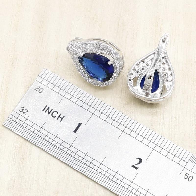 Gift for Special Occasions - Royal Blue Silver Color Jewellery Set - The Jewellery Supermarket