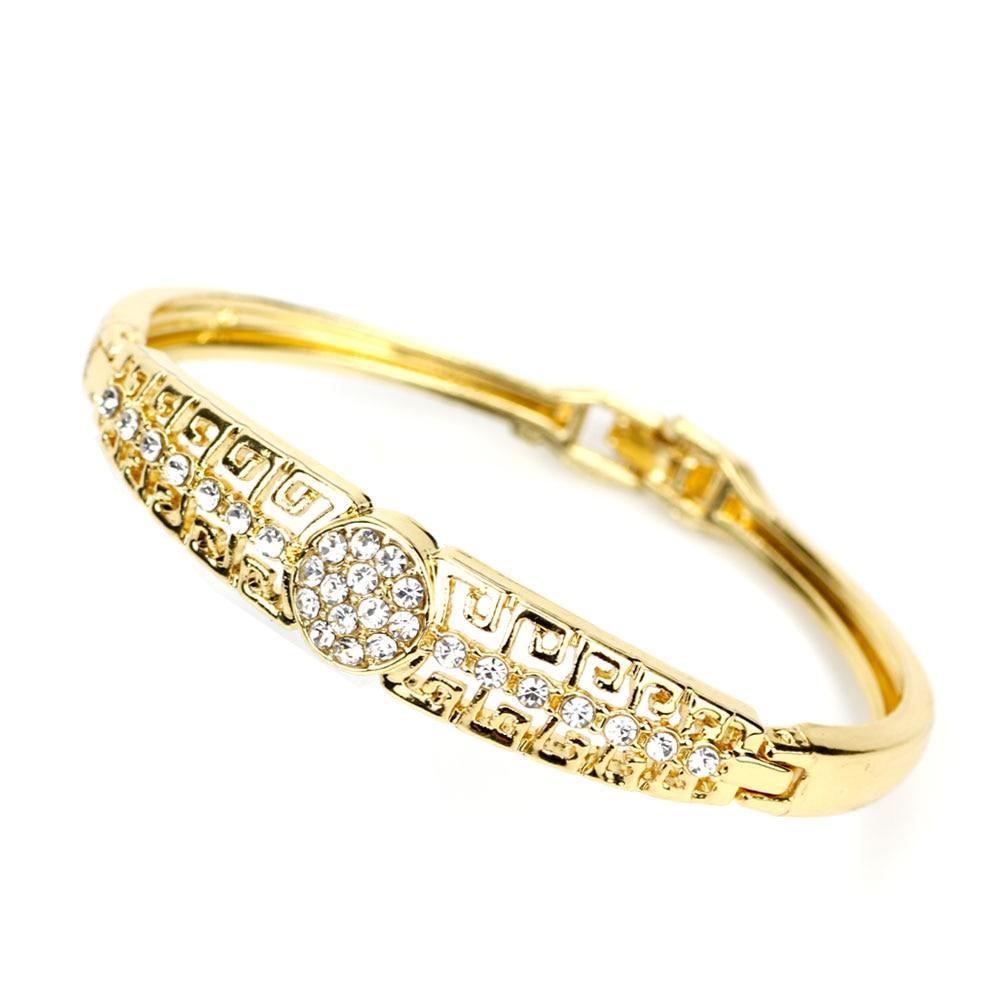 Gold Color Cuff Ethnic Rhinestone Thin Ethnic Style Bangles Bracelets - The Jewellery Supermarket