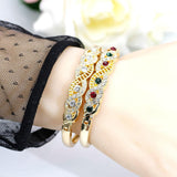 Gold Color Cuff Ethnic Rhinestone Thin Ethnic Style Bangles Bracelets - The Jewellery Supermarket
