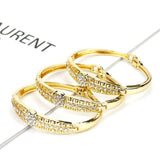 Gold Color Full Rhinestone Cuff Ethnic Style Bracelet Bangle For Women - The Jewellery Supermarket