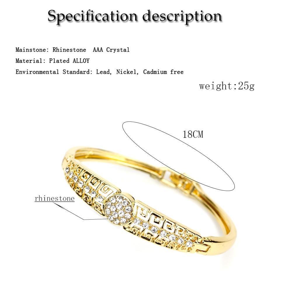 Gold Color Full Rhinestone Cuff Ethnic Style Bracelet Bangle For Women - The Jewellery Supermarket
