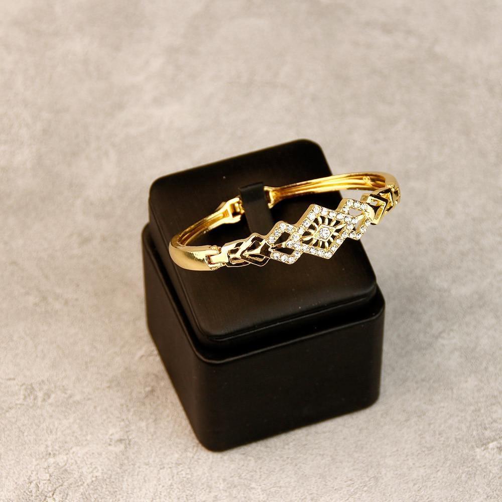 Gold Color Hollow Crystal Cuff Rhinestone Bangles Bracelet for Women - The Jewellery Supermarket