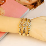 Gold Color Hollow Crystal Cuff Rhinestone Bangles Bracelet for Women - The Jewellery Supermarket