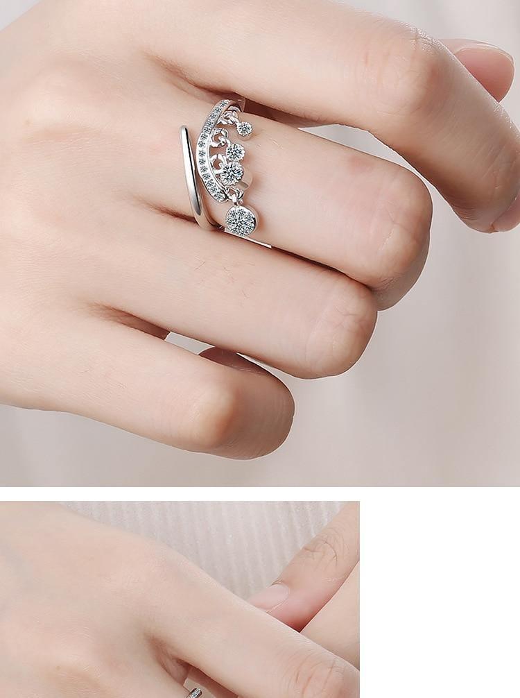 Gorgeous 925 Sterling Silver AAA Cubic Zirconia Tassel Pendant Ring - The Jewellery Supermarket