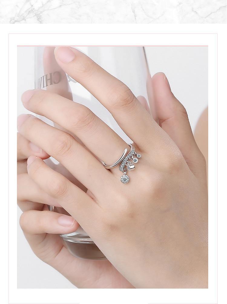 Gorgeous 925 Sterling Silver AAA Cubic Zirconia Tassel Pendant Ring - The Jewellery Supermarket