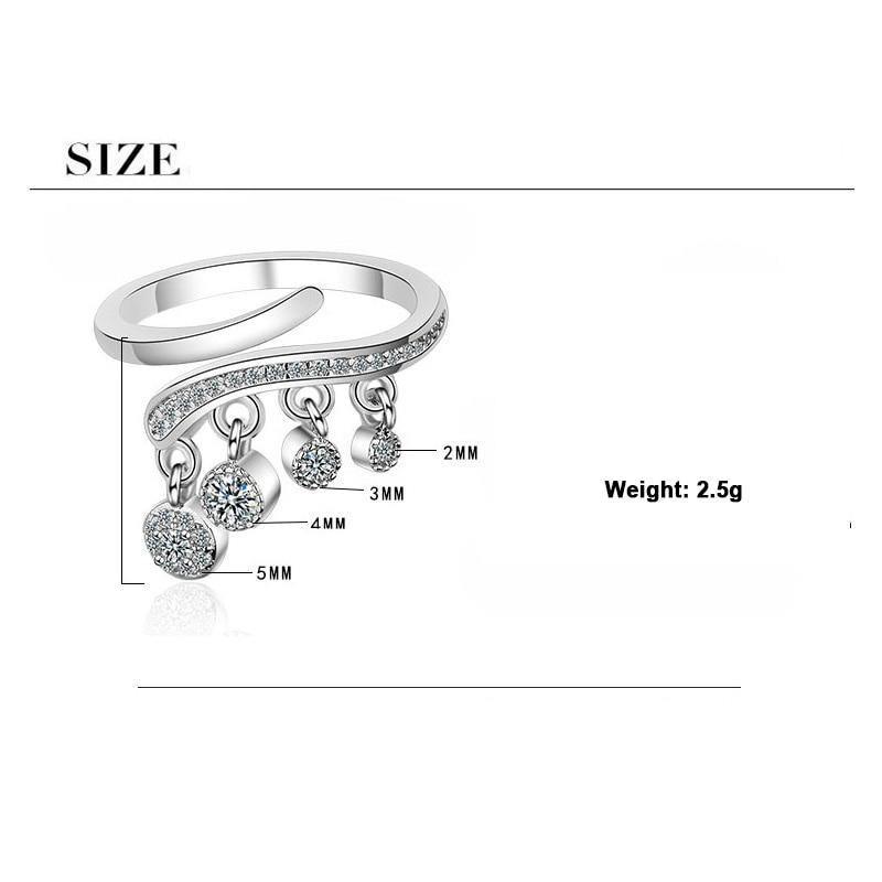 Gorgeous 925 Sterling Silver AAA Cubic Zirconia Tassel Pendant Ring - The Jewellery Supermarket