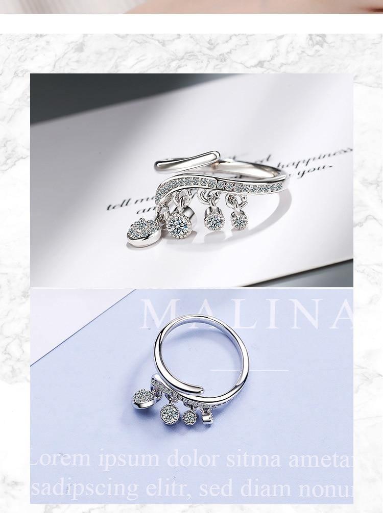 Gorgeous 925 Sterling Silver AAA Cubic Zirconia Tassel Pendant Ring - The Jewellery Supermarket