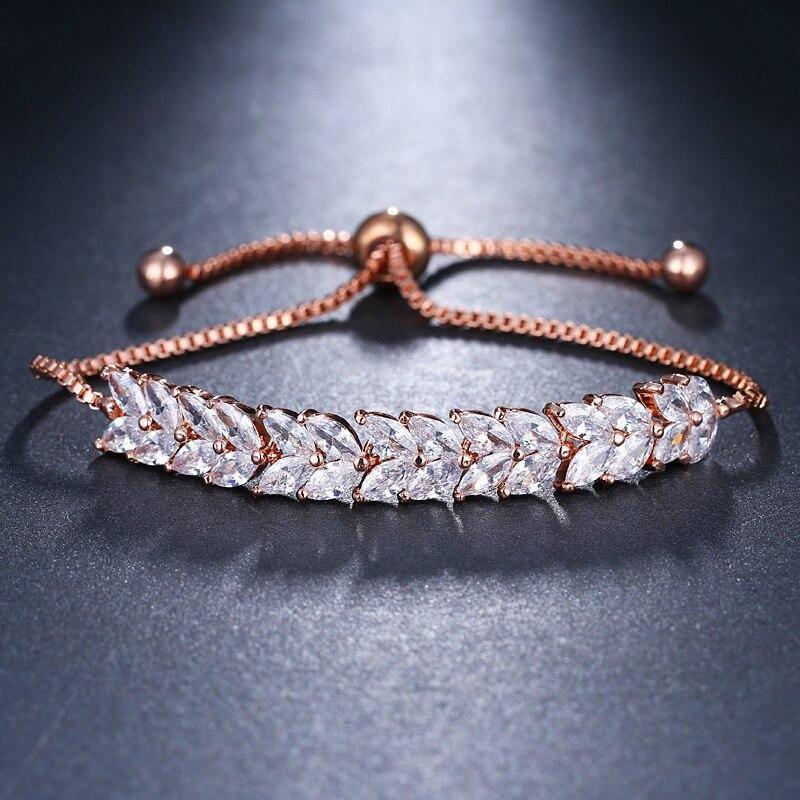 Gorgeous AAA+ Cubic Zirconia Diamonds Adjustable Charm Bracelet - The Jewellery Supermarket