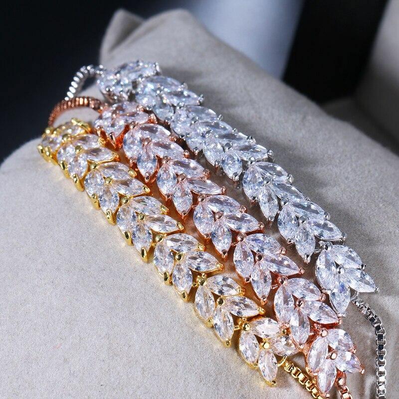 Gorgeous AAA+ Cubic Zirconia Diamonds Adjustable Charm Bracelet - The Jewellery Supermarket