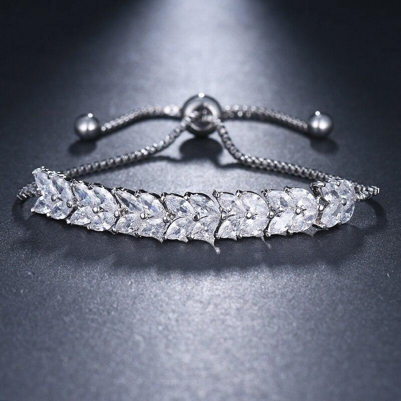 Gorgeous AAA+ Cubic Zirconia Diamonds Adjustable Charm Bracelet - The Jewellery Supermarket