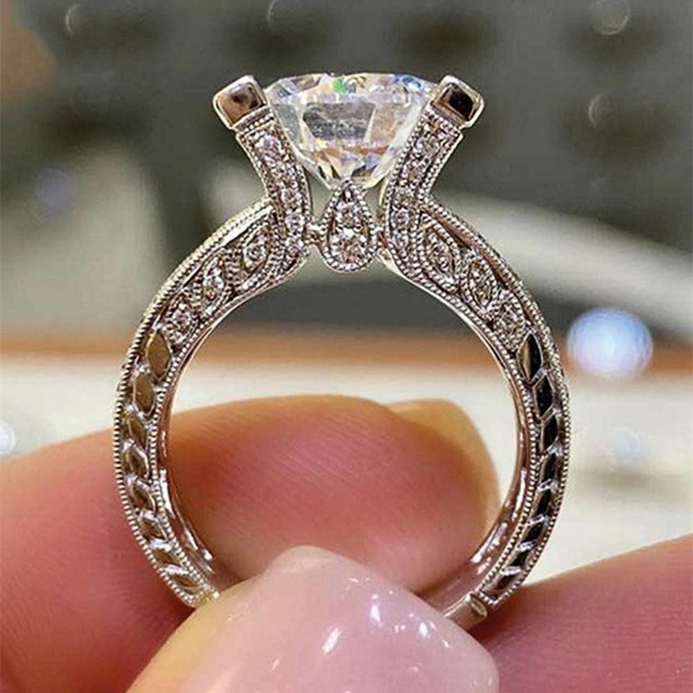Gorgeous Big AAA+ Cubic Zirconia Diamonds Fine Wedding Anniversary Ring - The Jewellery Supermarket