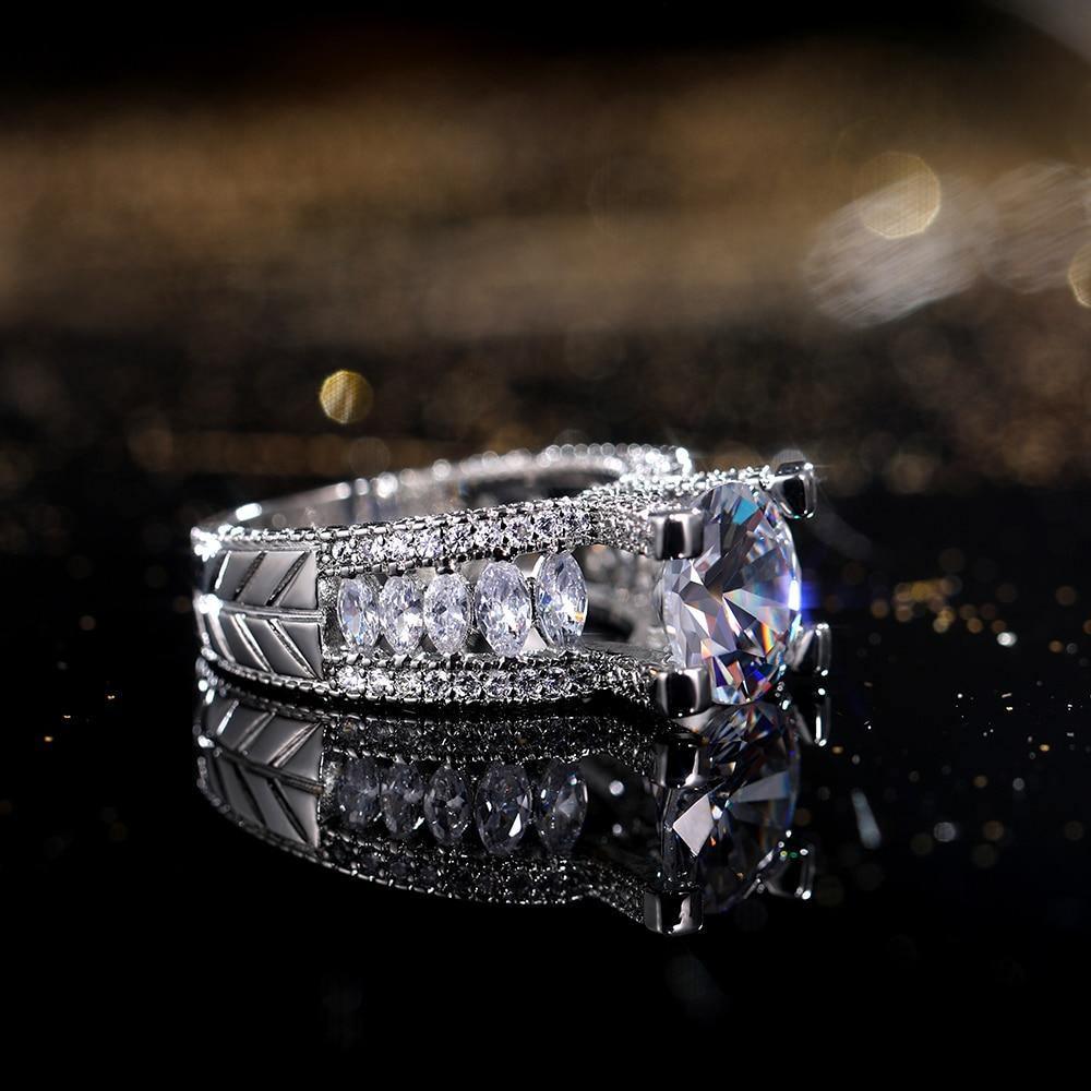 Gorgeous Big AAA+ Cubic Zirconia Diamonds Fine Wedding Anniversary Ring - The Jewellery Supermarket