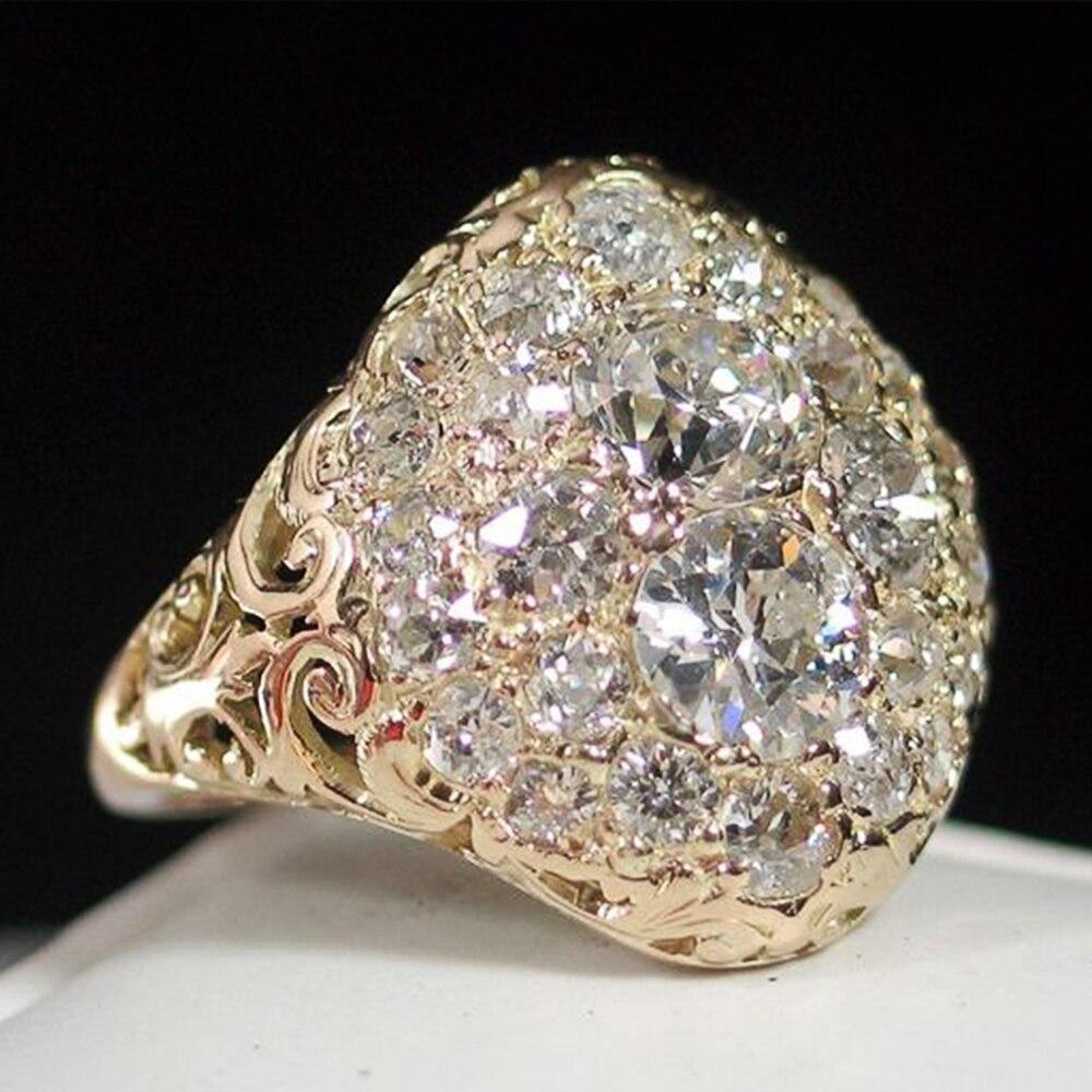 Gorgeous Gold Color Full AAA+ Cubic Zirconia Diamonds Brilliant Ring - The Jewellery Supermarket