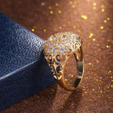 Gorgeous Gold Color Full AAA+ Cubic Zirconia Diamonds Brilliant Ring - The Jewellery Supermarket