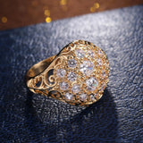 Gorgeous Gold Color Full AAA+ Cubic Zirconia Diamonds Brilliant Ring - The Jewellery Supermarket