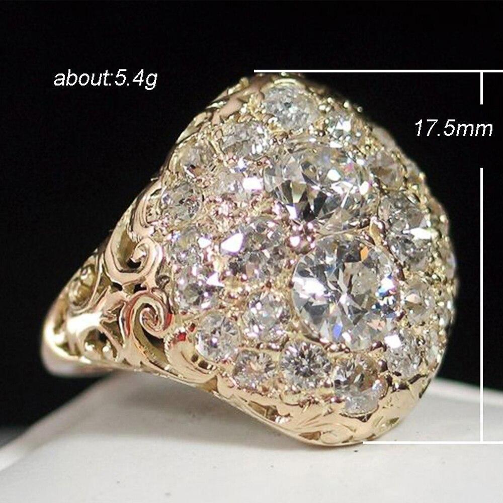 Gorgeous Gold Color Full AAA+ Cubic Zirconia Diamonds Brilliant Ring - The Jewellery Supermarket
