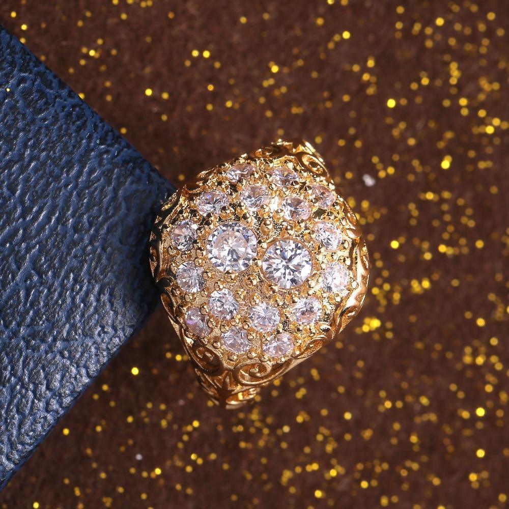 Gorgeous Gold Color Full AAA+ Cubic Zirconia Diamonds Brilliant Ring - The Jewellery Supermarket