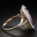 Gorgeous Oval Red AAA CZ Crystals Two Tone Design Elegant Fashion Ring - The Jewellery Supermarket