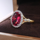 Gorgeous Oval Red AAA CZ Crystals Two Tone Design Elegant Fashion Ring - The Jewellery Supermarket