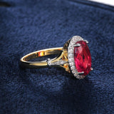 Gorgeous Oval Red AAA CZ Crystals Two Tone Design Elegant Fashion Ring - The Jewellery Supermarket