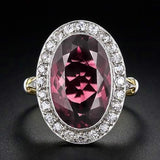 Gorgeous Oval Red AAA CZ Crystals Two Tone Design Elegant Fashion Ring - The Jewellery Supermarket