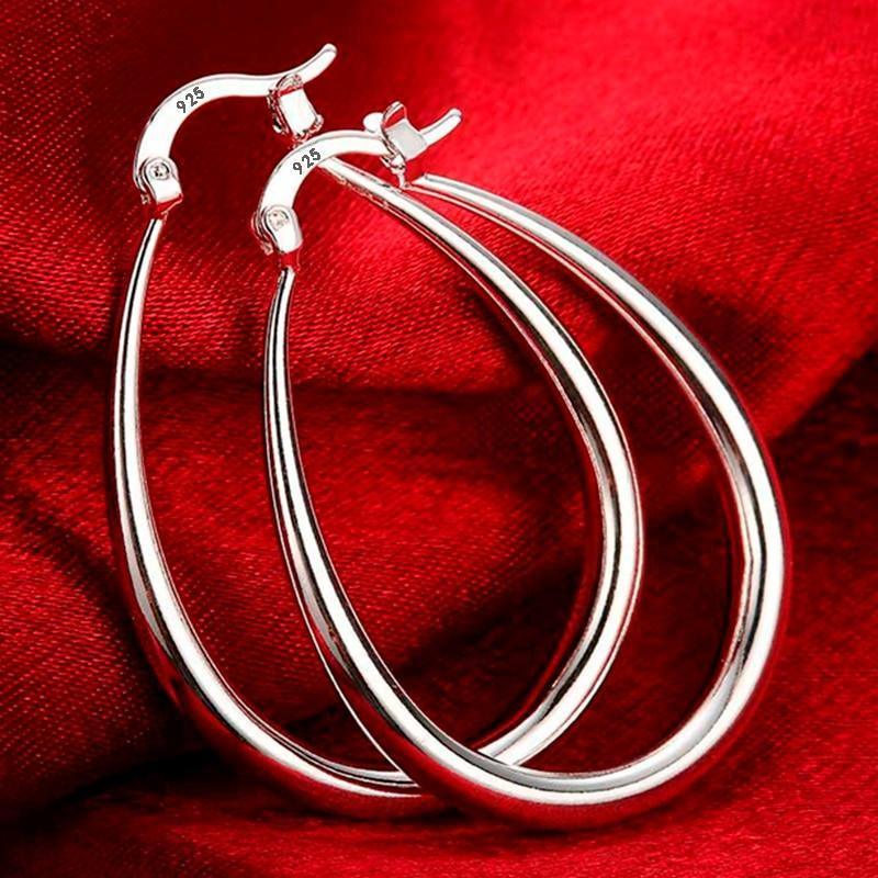 High Quality 41MM Silver Smooth Circle Big Hoop Earrings - The Jewellery Supermarket