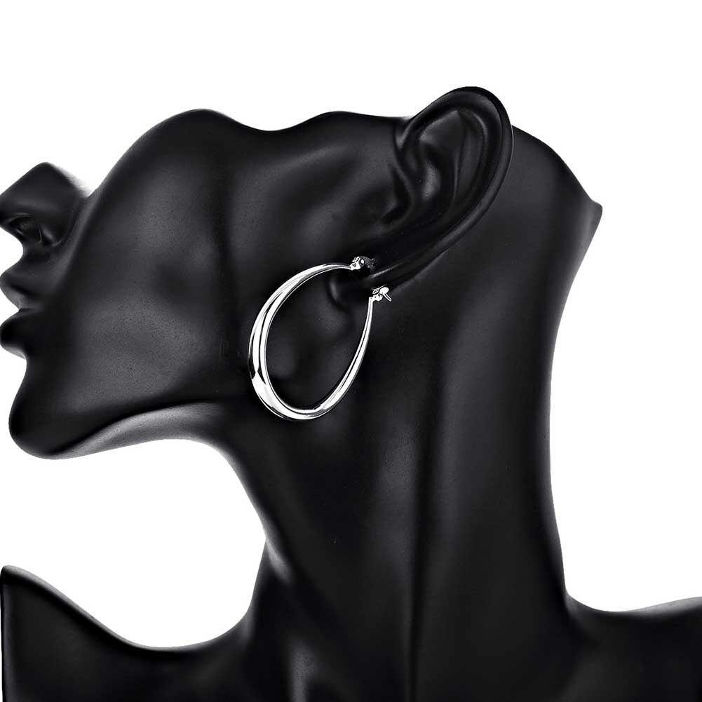 High Quality 41MM Silver Smooth Circle Big Hoop Earrings - The Jewellery Supermarket