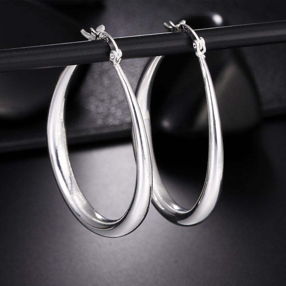 High Quality 41MM Silver Smooth Circle Big Hoop Earrings - The Jewellery Supermarket