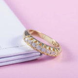 High Quality Golden Color Halo Micro Paved AAA+ Cubic Zirconia Diamonds Ring - The Jewellery Supermarket