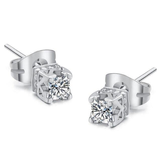 High Quality Lovely AAA Cubic Zirconia Diamonds Rose Gold Colour Earrings - The Jewellery Supermarket
