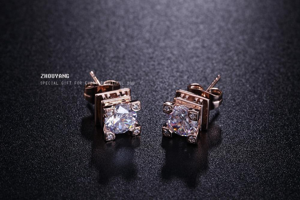 High Quality Lovely AAA Cubic Zirconia Diamonds Rose Gold Colour Earrings - The Jewellery Supermarket