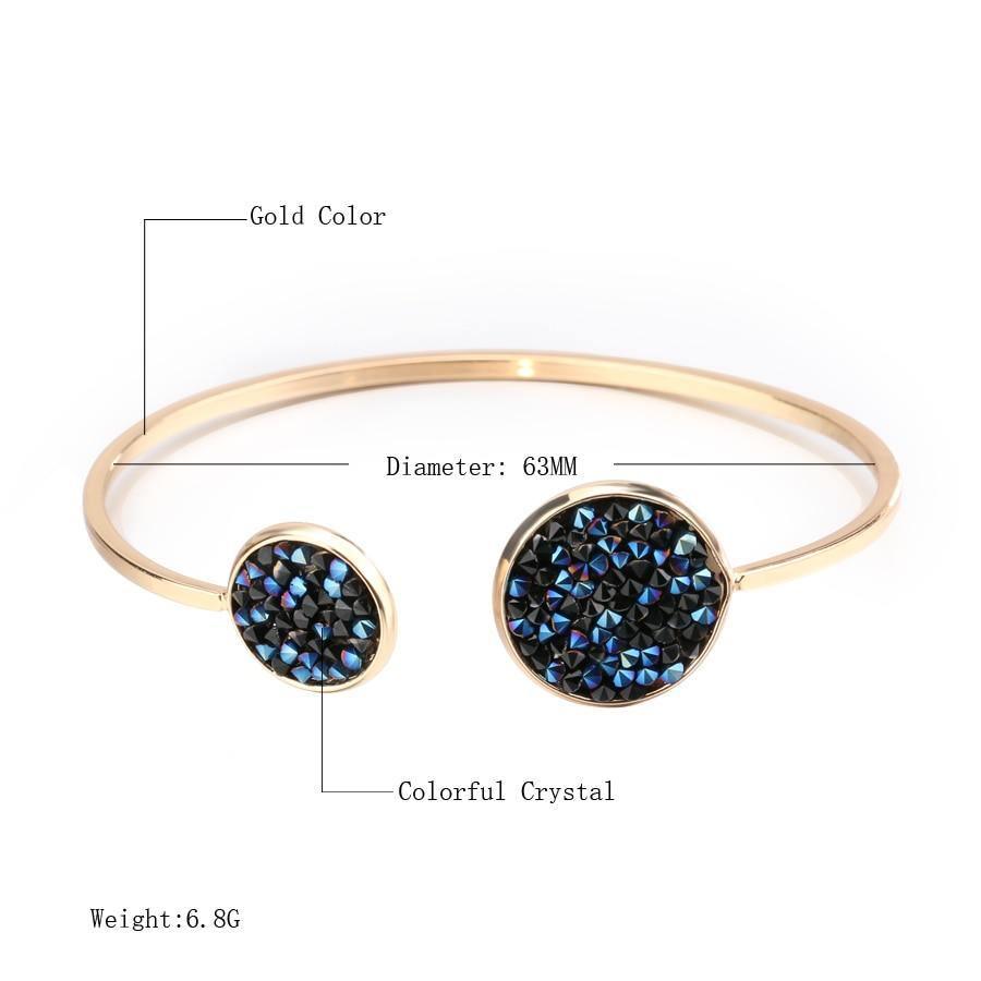 Hot Fashion Gold Color Luxury Crystals Paved Round Bangle - The Jewellery Supermarket