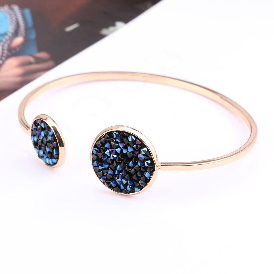 Hot Fashion Gold Color Luxury Crystals Paved Round Bangle - The Jewellery Supermarket