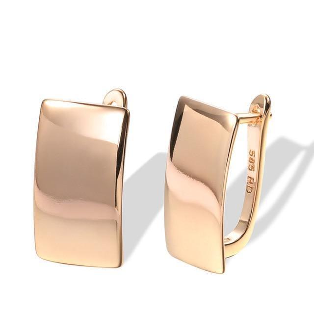 Hot Fashion High Quality Glossy Rose Gold Simple Square Earrings - The Jewellery Supermarket