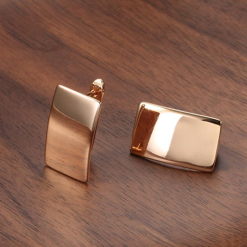 Hot Fashion High Quality Glossy Rose Gold Simple Square Earrings - The Jewellery Supermarket