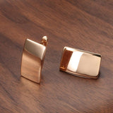 Hot Fashion High Quality Glossy Rose Gold Simple Square Earrings - The Jewellery Supermarket
