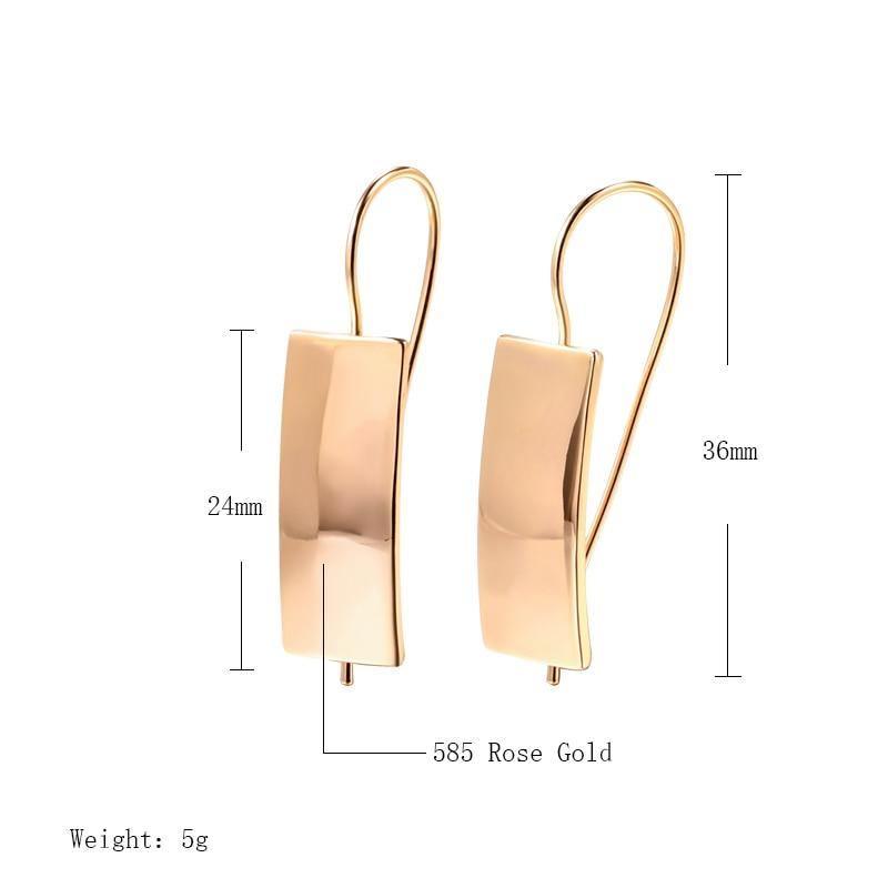 Hot Fashion Long Square Glossy Rose Gold Classic Simple Earrings - The Jewellery Supermarket