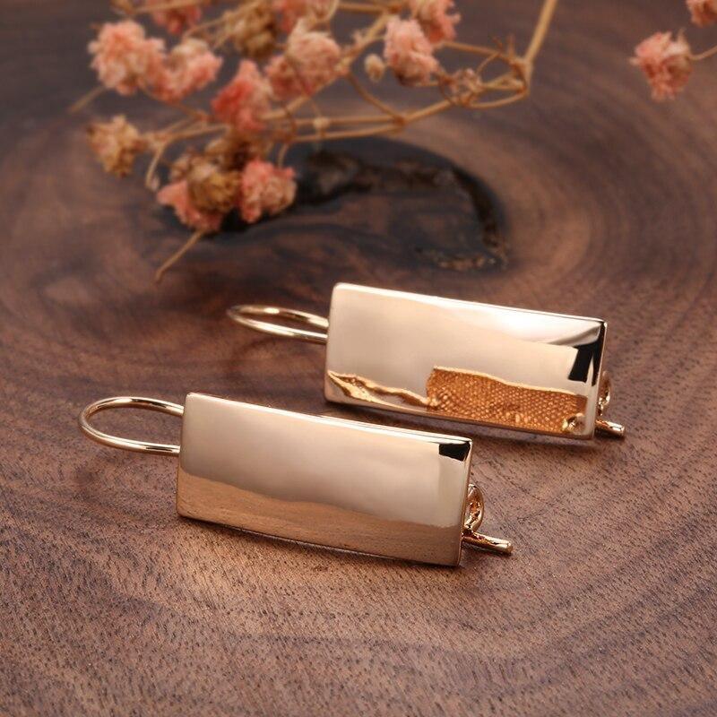 Hot Fashion Long Square Glossy Rose Gold Classic Simple Earrings - The Jewellery Supermarket