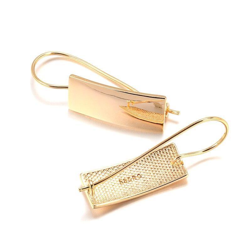 Hot Fashion Long Square Glossy Rose Gold Classic Simple Earrings - The Jewellery Supermarket
