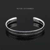 Hot Selling Silver Color Vintage Decorative Leaves Pattern Open Bracelet Bangle
